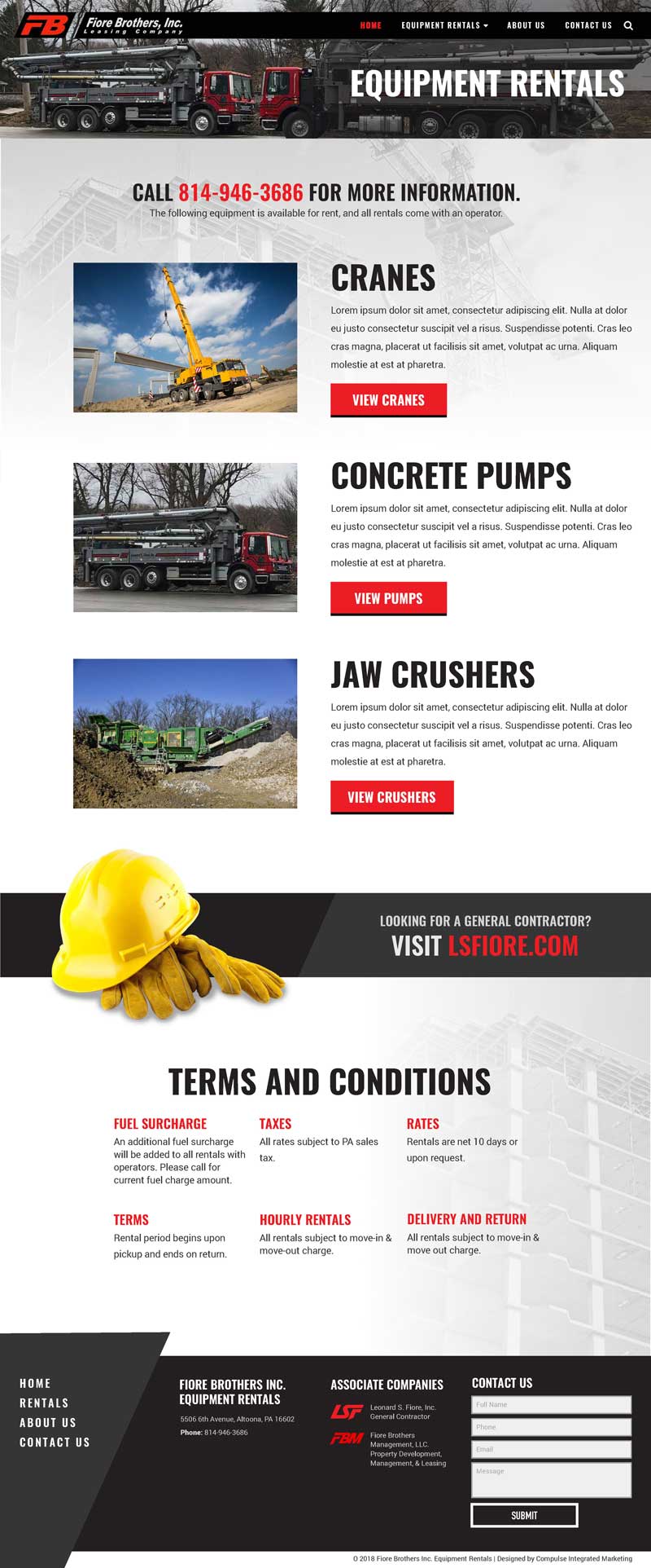 equipment rentals equipment page